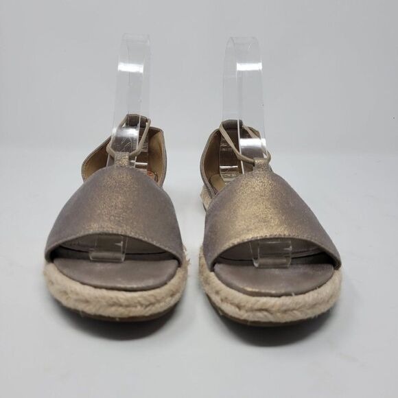 Eileen Fisher Shoes Mews Leather Slip-On Espadrilles Peep Toe Metallic Gold 6.5 - Picture 6 of 10